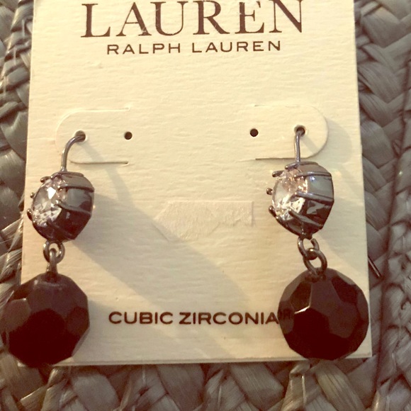 2/$30 Ralph Lauren aretes Cubic zirconia black sto - Picture 1 of 2